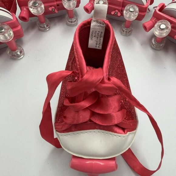 Build a Bear BAB Lot Pink Sparkle Glitter High Top Sneakers Shoes Roller Skates - Picture 12 of 15